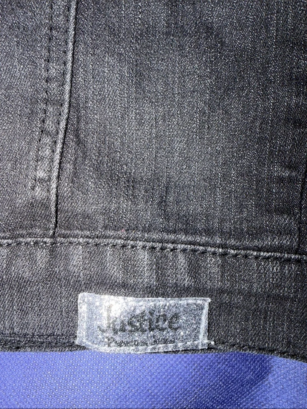 Justice Black Denim Vest with Rhinestone Collar